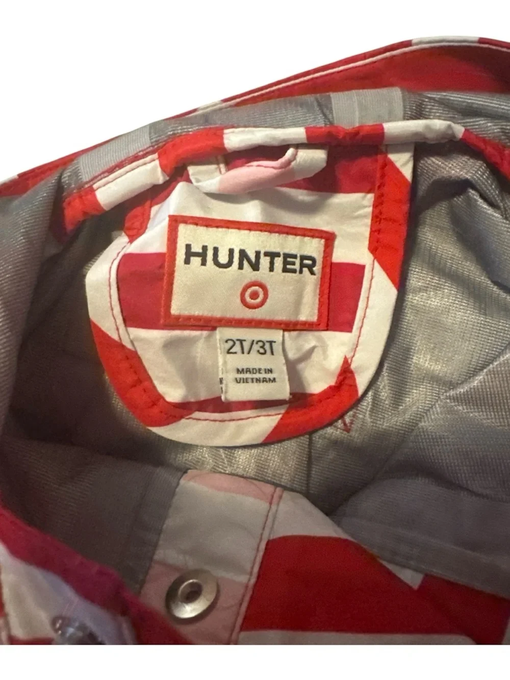 Hunter Kids Red and White Striped Hooded Rain Poncho